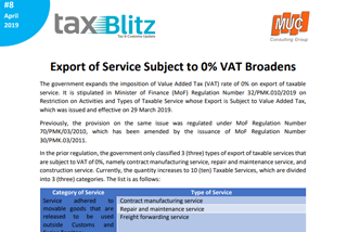 Export of Service Subject to 0% VAT Broadens