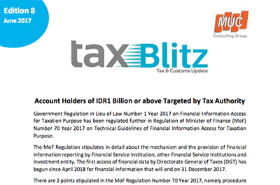 Account Holders of IDR1 Billion or above Targeted by Tax Authority